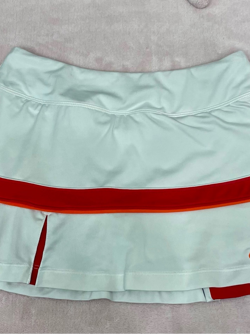 Nike Tennis White Athletic Skort with Pink and Orange Stripe